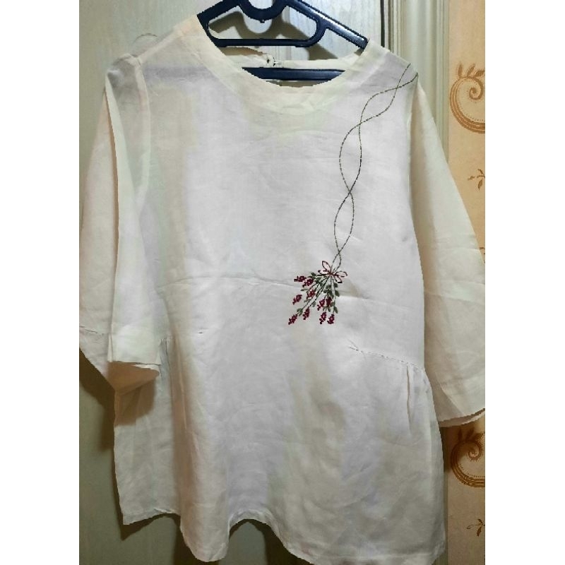 Blus putih wanita Katun