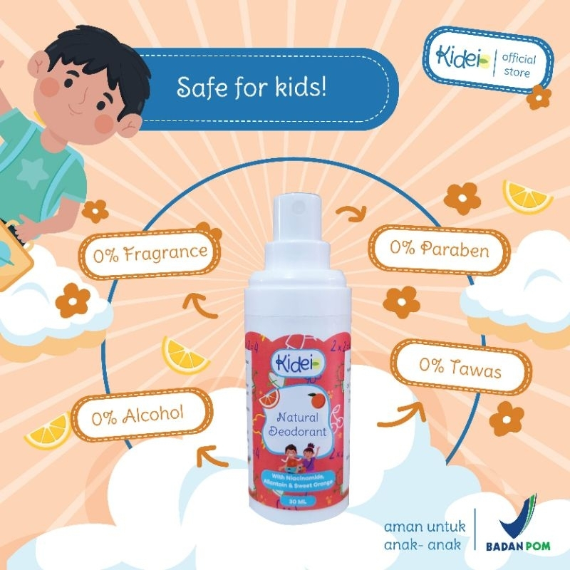 [BPOM] Kidei Deodoran Anak Spray Tanpa TAWAS, Alkohol & Pewangi