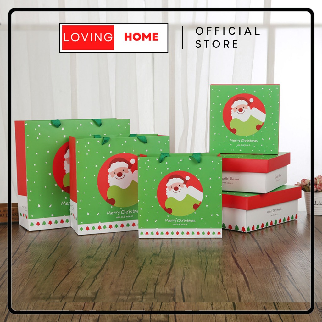 

LOVING HOME - Paket Box Dan Paper Bag Kertas Kado Gift Box Tebal Merry Chrismast Dus Premium