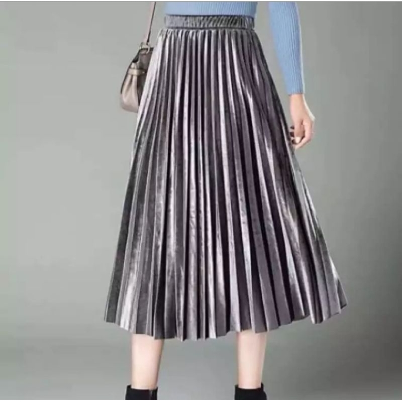 Rok Plisket Bludru 7/8 Velvet Import / Rok Plisket Velvet 7/8