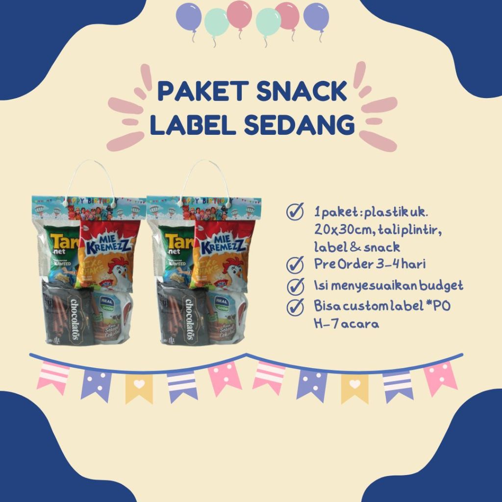 

SNACK ULTAH MURAH // SNACK LABEL SEDANG // HAMPERS SNACK // SOUVENIR SNACK