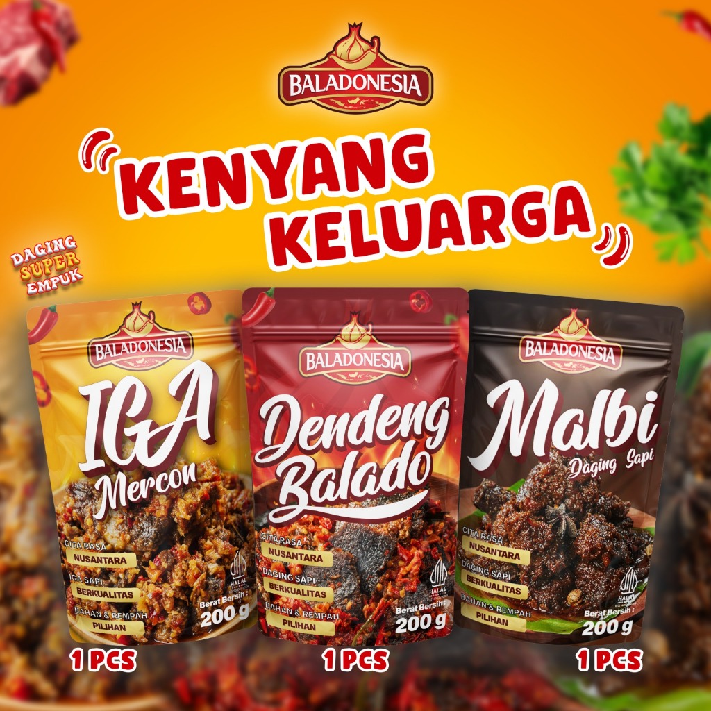 

PAKET KENYANG KELUARGA ( 1 IGA MERCON + 1 DENDENG BALADO + MALBI DAGING SAPI )