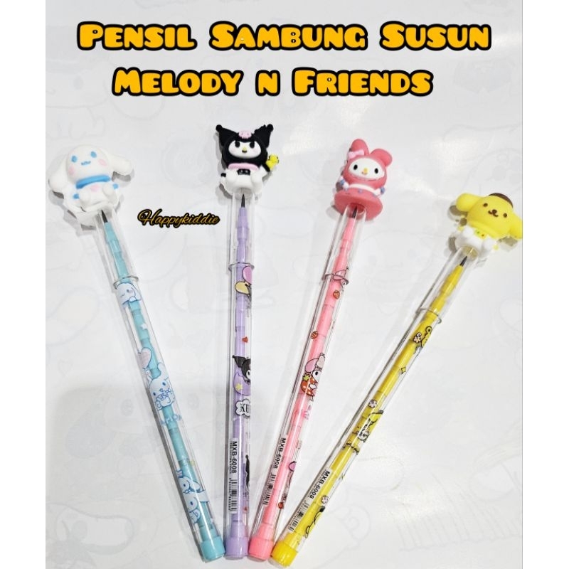

ISI 4 PCS PENSIL KARAKTER MELODY N FRIENDS SANRIO KUROMI CINNAMONROLL POCHACCO