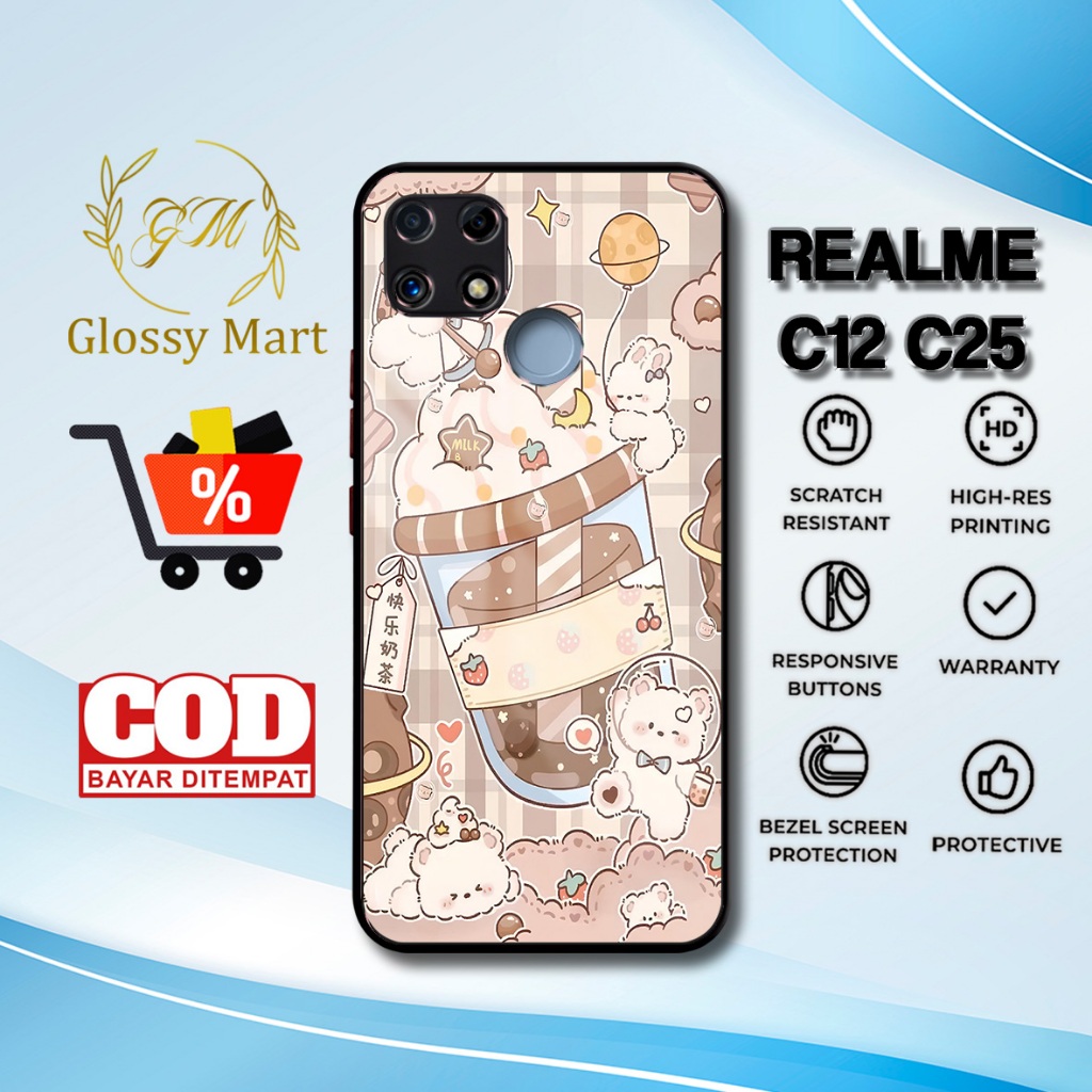 Case Realme C12 / C25 Terbaru - Casing Realme C12 / C25 - Motif Boba Cute - Hardcase Premium Glossy 