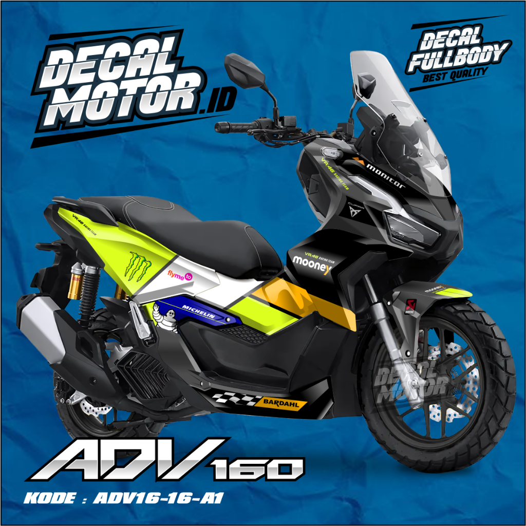 Decal ADV 160 Livery Fireblade racing - Stiker Motor Honda ADV 160 baru Design Custom - Kode ADV160