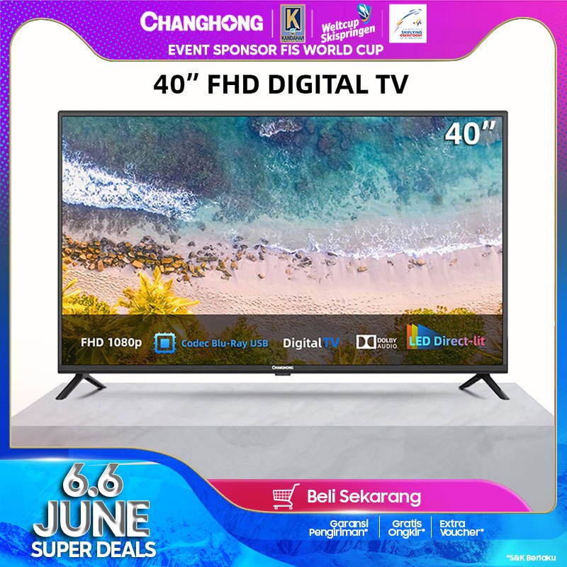 Changhong 40 Inch Digital LED TV (L40G5W) FHD TV-DVBT2-USB Moive