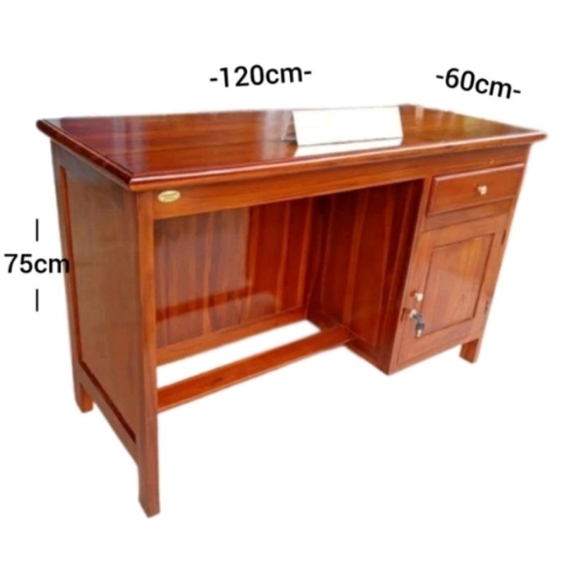 MEJA KANTOR MEJA KERJA SETENGAH BIRO PLUS KACA 6MM