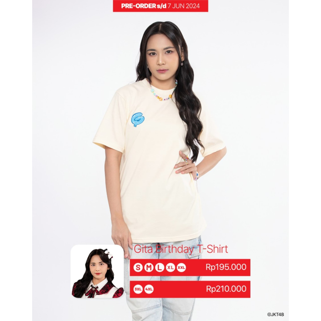 Kaos JKT48 Birthday T-Shirt Gita Sekar 2024 - Cream