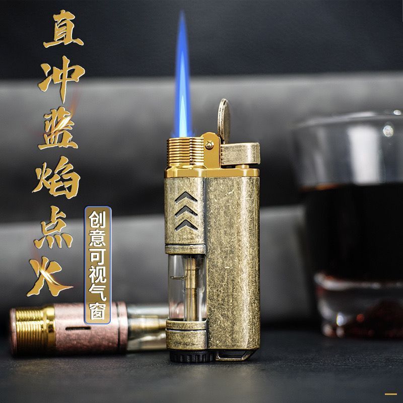 Mancis Korek Api Gas Retro Tabung Transparan Bisa BL39 Isi Ulang Unik