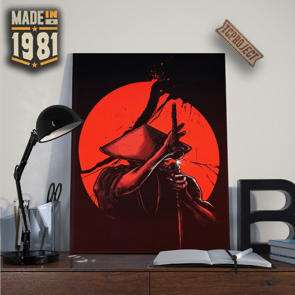 Samurai japan art Poster Kayu Dekorasi Dinding walldecor (40x30)