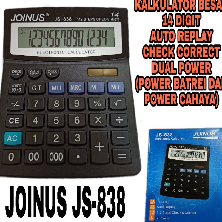 

Readystock KALKULATOR MEJA DESKTOP 14 DIGIT LAYAR BESAR JOINUS JS 838