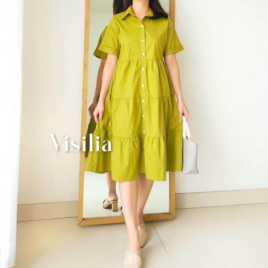 [VISILIA] Nara Dress | Korean Midi Babydoll Dres Bahan Katun Premium Pretty Aesthetic Basic Fashion 