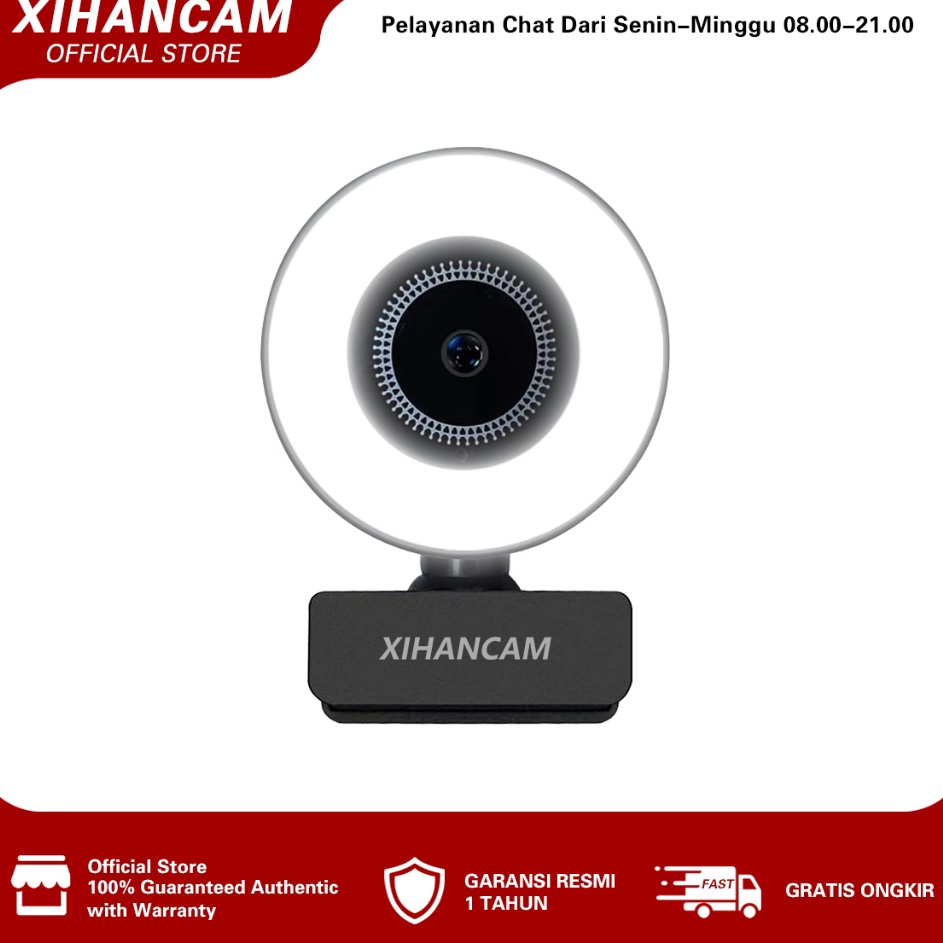 XIHANCAM Camera Webcam USB 2K Lampu Ring Light Laptop PC Aksesoris Komputer