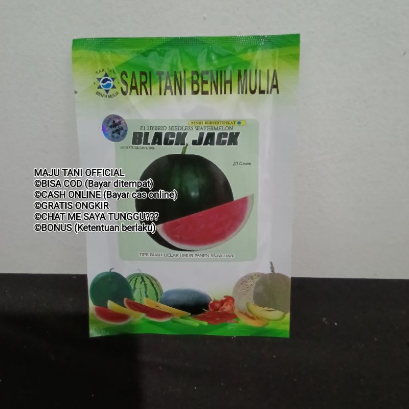 

Benih Semangka Non Biji Black Jack F1 (Besar, Tahan Virus dan Rasa Manis) 20 Gram Termurah Expayed 2026 Panjang 100% Original - Sari Tani