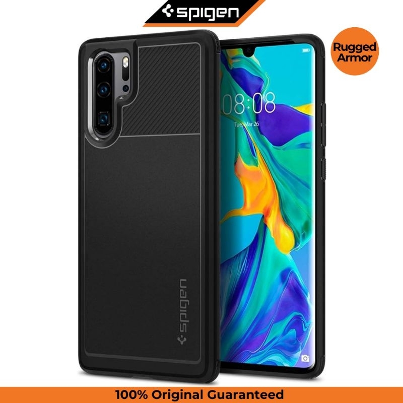 Case Huawei P30 Pro Spigen Rugged Armor Carbon Anti Crack Softcase TPU Shockproof Casing