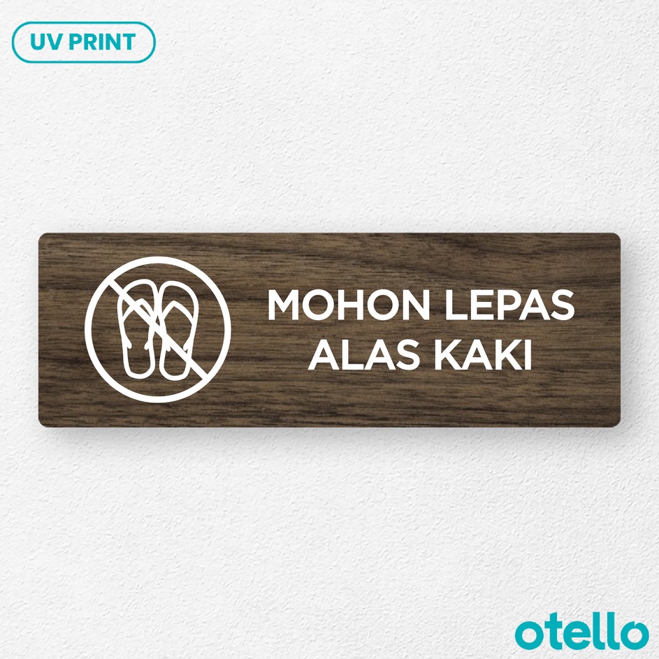 

Trendy Otello Papan Tulisan Mohon Lepas Alas Kaki Sign Board Kayu Print UV Papan Peraturan Ruangan Label Dinding Timbul Sticker