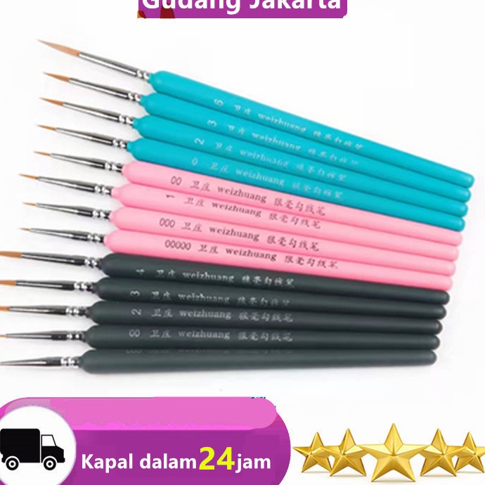 

Terdepan 1pcs Kuas Lukis Cat Air Bulu Serigala Profesional Professional PenType Round Watercolour Wolf Hair Bristles Painting Artist Detail Liner Brush Samoyed BRWN 7
