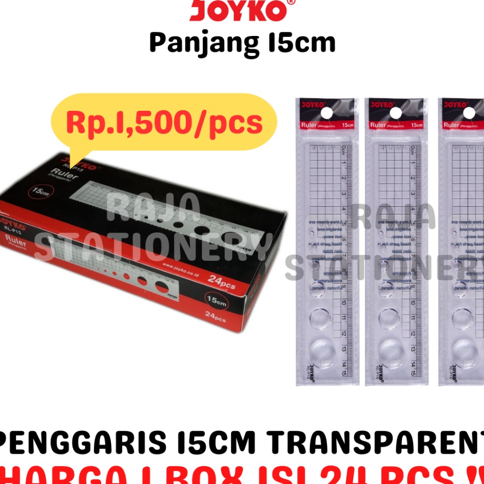 

JOYKO RULER 15CM TRANSPARENT PENGGARIS 15CM JOYKO PANJANG AKRILIK TRANSPARAN RLP15 24PCS