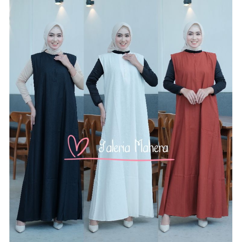 inner dress tanpa lengan gamis polos busui