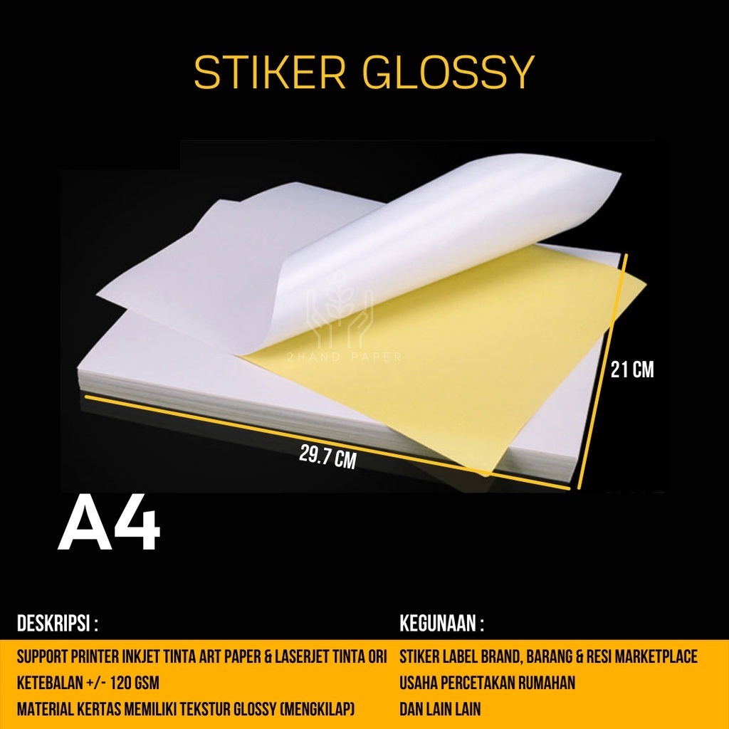 

KERTAS STIKER A4 GLOSSY V-TEC (1 PCS / 1 BIJI)