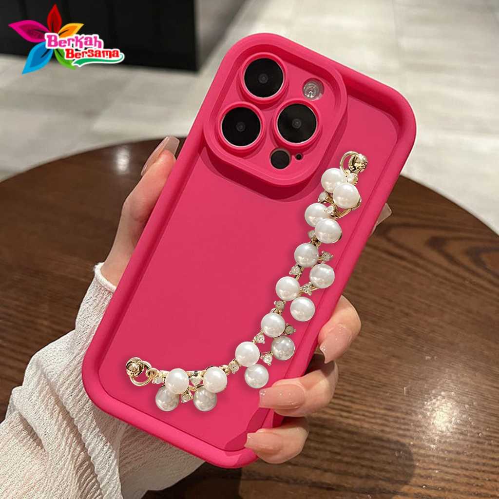 GC95 Case Casing Silikon Matte Rose Fuschia Pearl Chain Grip - Casing Hp Compatible For OPPO A74 A95