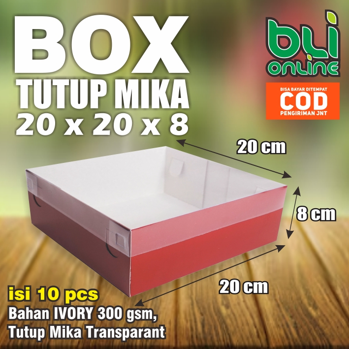 

Box Kue 20 x 20 x 8 isi 10pcs / Dus Spiku / Roti / Tart / Pudding