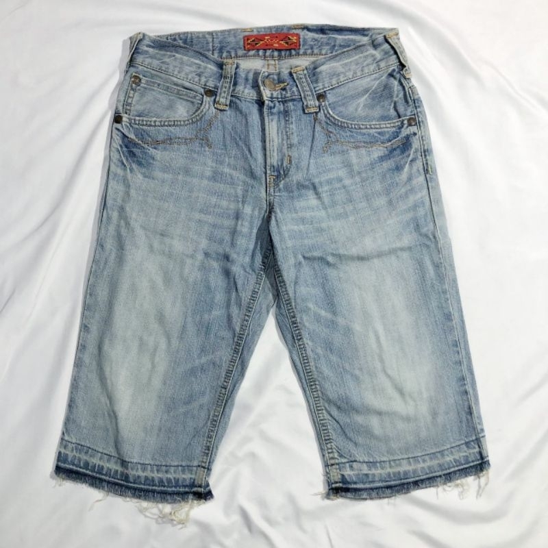 Celana Pendek Shortpants Jeans Edwin Exclusive Vtg Blue Washed Fading Original Second Preloved #CP07