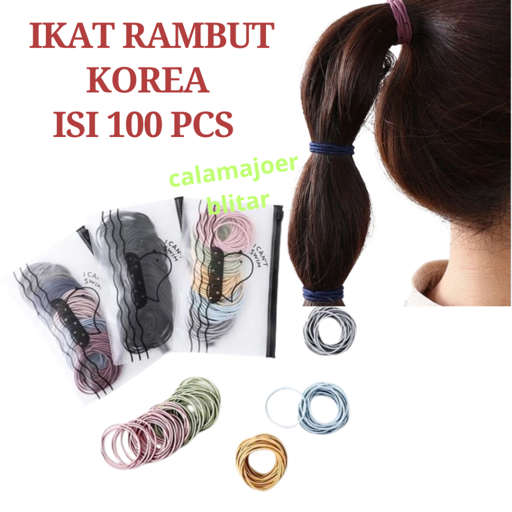 IKAT RAMBUT KOREA || IKAT Rambut Korea Polos Elastis / Karet Gelang / Kuciran isi 100pcs