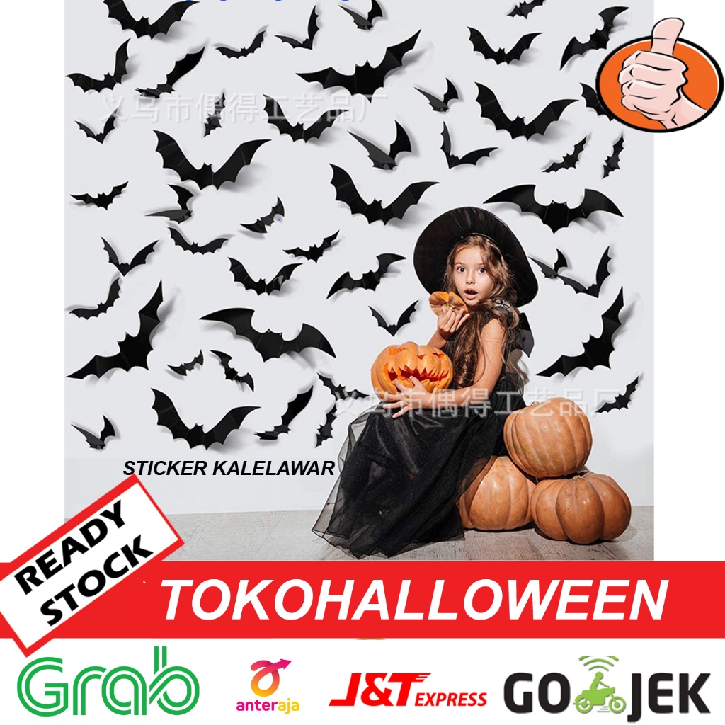 

sticker kalelawar warna hitam satu set 12pcs