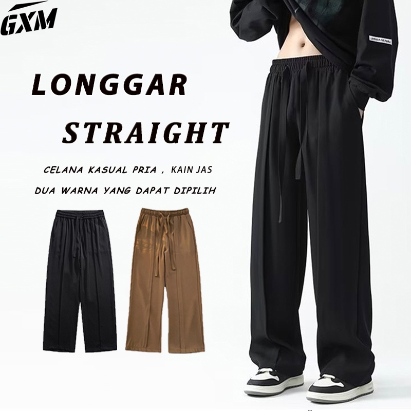 GXM celana pinggang karet pria Kain jas celana mid waist pria korea
