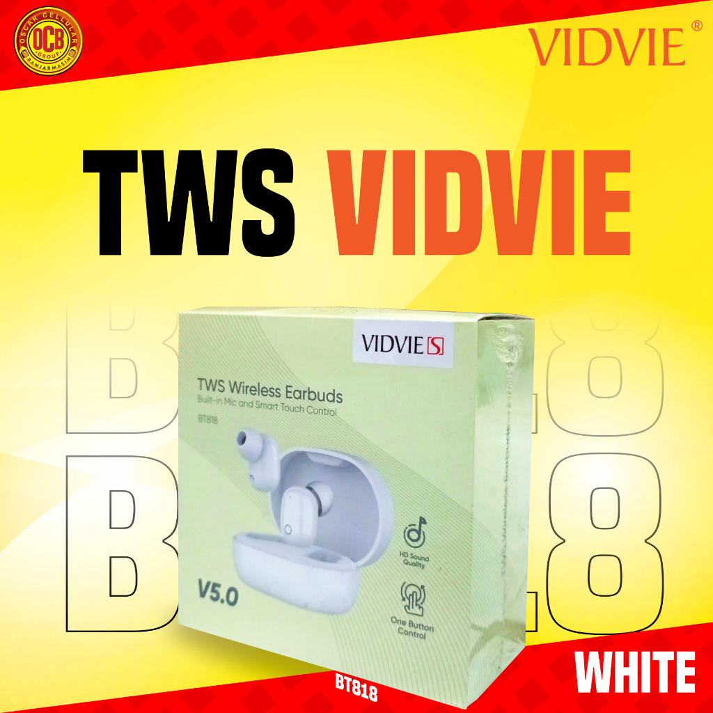Vidvie Headset Bluetooth TWS Earphone BT818 White