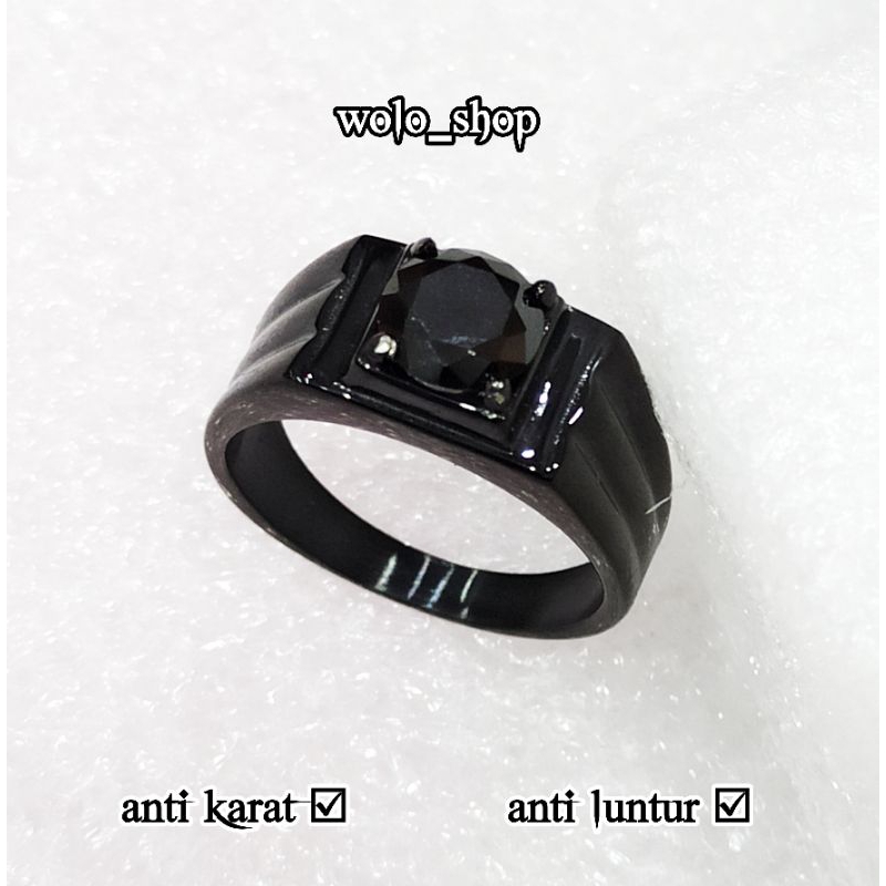 Cincin PriaPermata Hitam Super Mewah Real Titanium Anti karat
