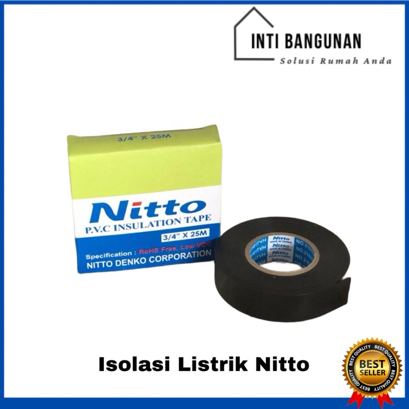 

Isolasi Listrik Nitto 3/4 x 25m Tape Lakban Kabel Hitam Original Asli
