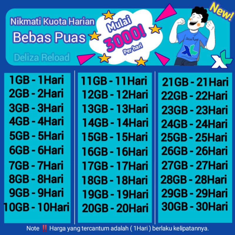 Paket Data XL Harian Reguler 24jam | inject Kuota XL
