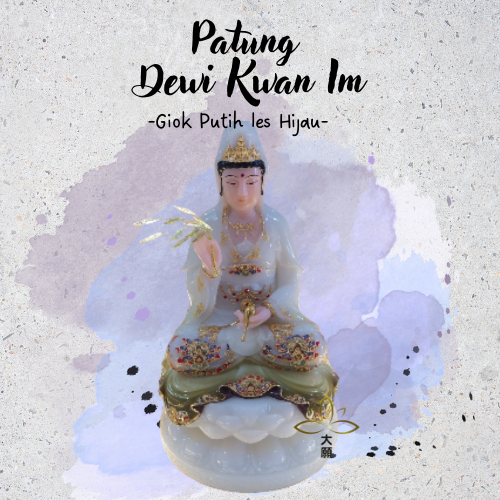 Patung Rupang Dewi Kwan Im Giok Putih Corak