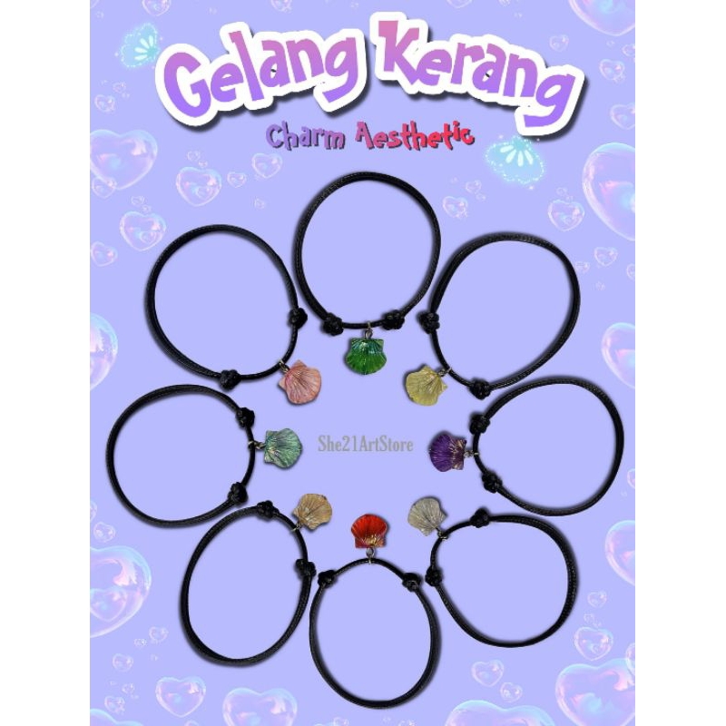 Gelang Kerang Charm Aesthetics | Gelang Pria Wanita Hitam Aesthetic | Gelang Magnet | Gelang Couple