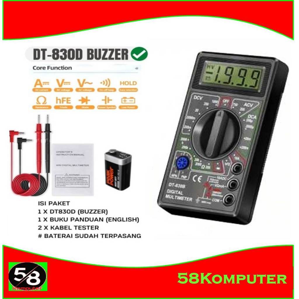 Multimeter Avometer Multitester Digital Ac/Dc Dt830b Digital Multimeter Voltage Tester Digital Dt830