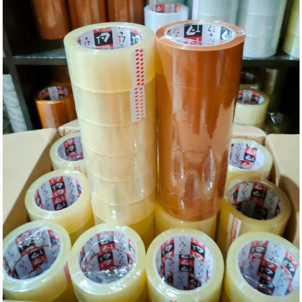 

KODE I46K Lakban 1 Pack Isi 6 Roll Murah Bening Coklat 48mm x 1Yard 2 Inch Selotip Opp Packing Tape Isolasi Transparan