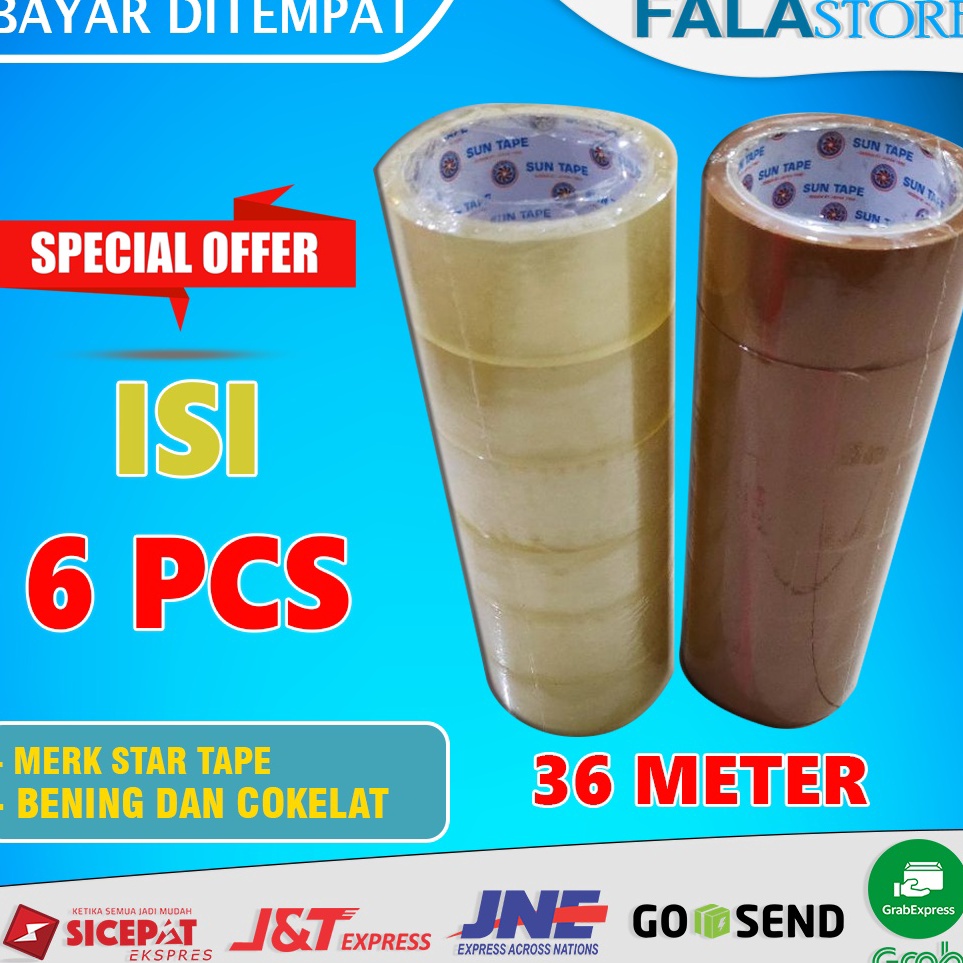 

KODE W15O Solasi Isolasi Solatip Solatif Lakban Bening Coklat Kuat 45cm x 35m 1 Roll Isi 6 PCS