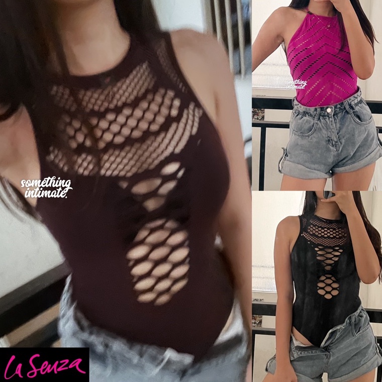 KODE L62X LASENZA Strappy Seamless Unlined Fishnet Teddy Cutout Bodysuit Sexy La Senza Lingerie Hot 