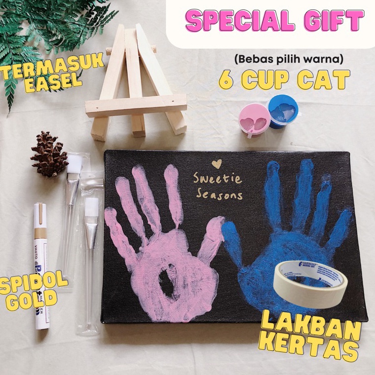 

KODE J96A TERMASUK EASEL DIY Handprint Painting Kit Canvas Hitam by Sweetie Seasons Canvas Lukis Set Easel Lukisan