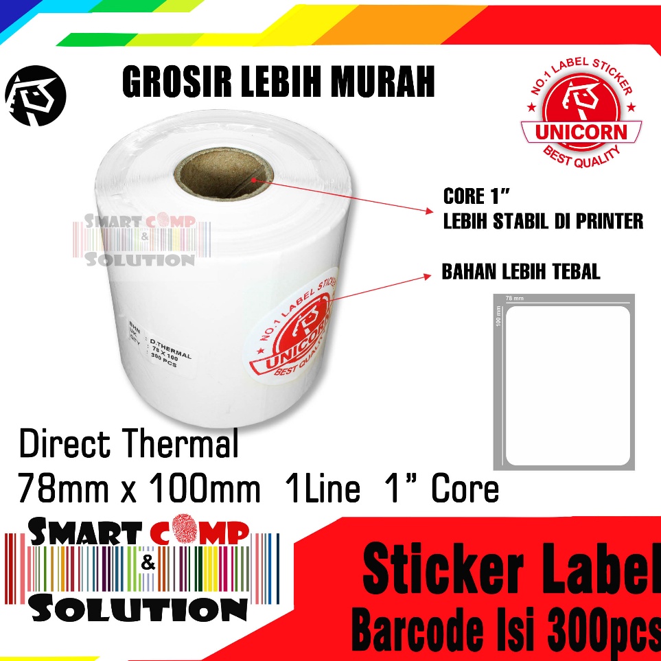 

Stiker Label Barcode Thermal 78x1 mm 78 x 1 mm 78x1mm 3pcs