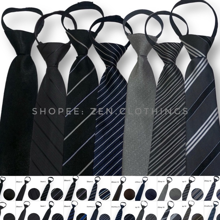 KODE L6W Dasi Instan Pria Langsung Pakai Dasi Panjang Dewasa Motif Instant Resleting Zipper Warna Hi