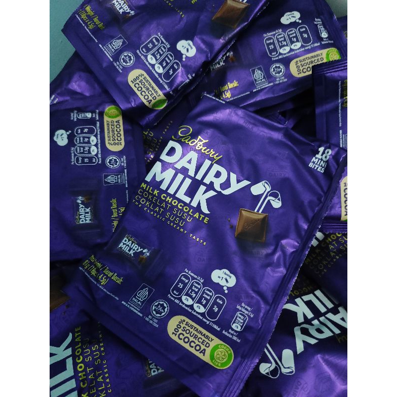 

cokelat Cadbury Dairy milk Share Bag isi 18 pcsmini
