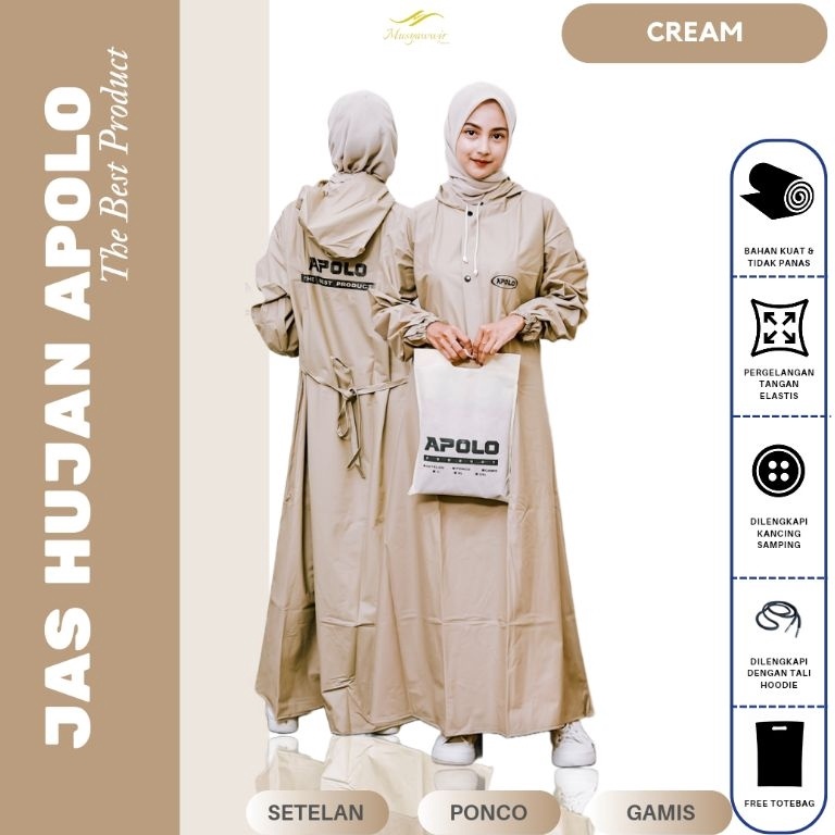 KODE C4I JAS HUJAN GAMIS SYARI Wanita Muslimah Mantel Jas Hujan jumbo Waterproof Bahan PVC Karet Teb
