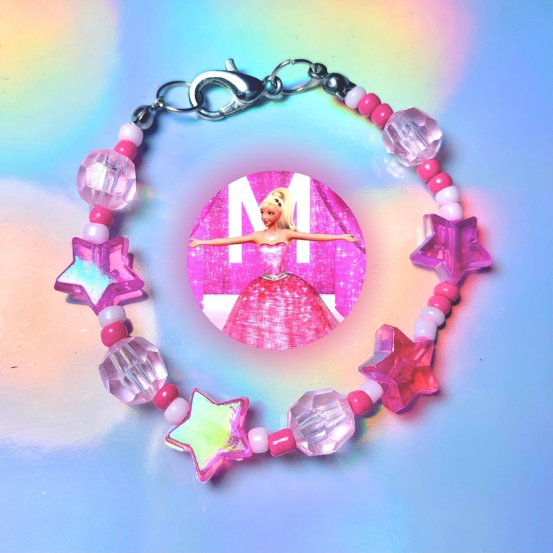 Barbie Beads Inspired Bracelet - Pink Fashion Fairytale Star - Gelang Barbie Bintang
