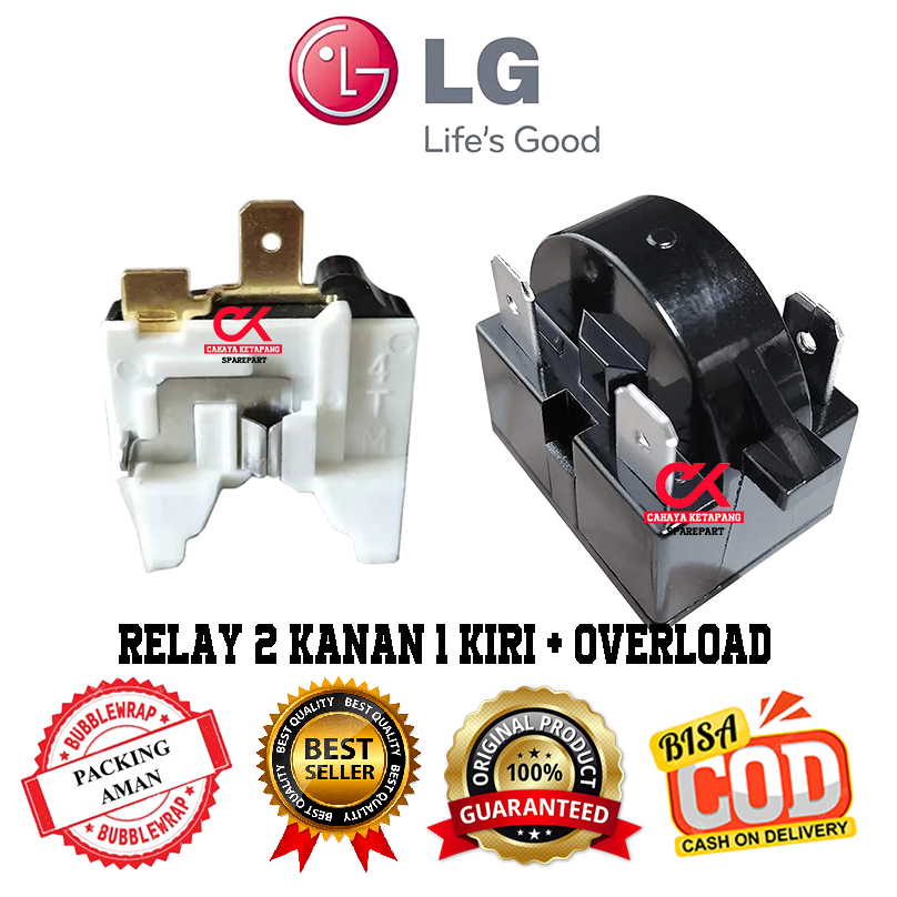 Relay 3 pin + ptc overload kulkas LG 1 pintu / 2 pintu