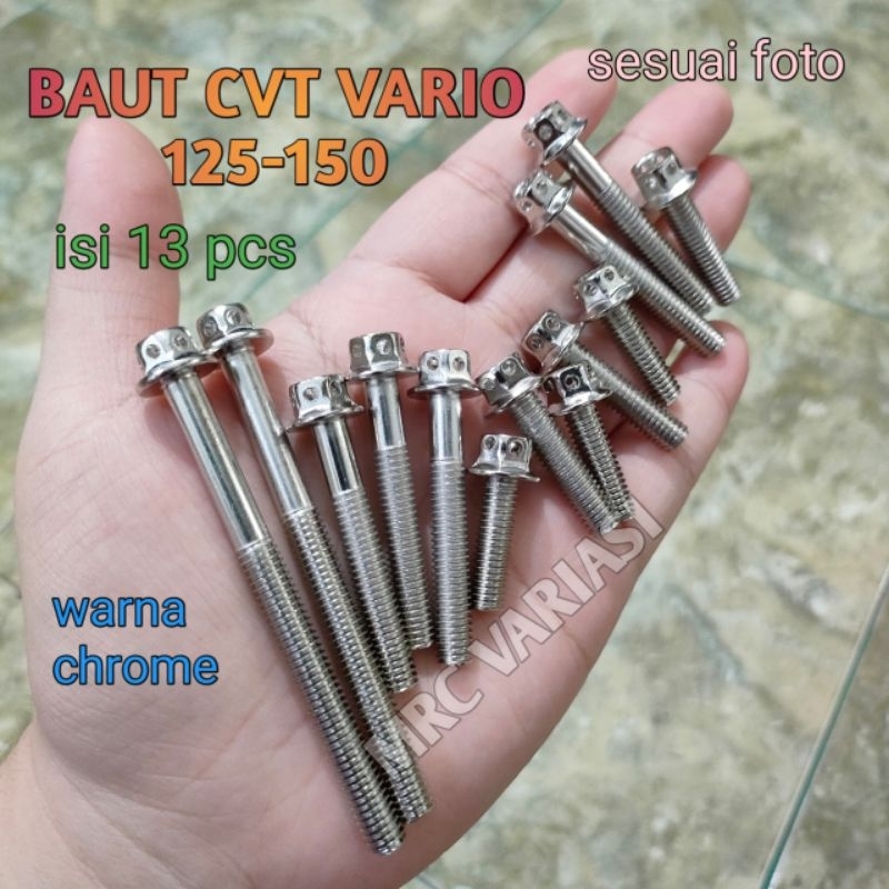 BAUT CVT PROBOLT VARIO 125-150 ISI 13 PCS WARNA CHROME BISA COD VARIASI AKSESORIS MOTOR