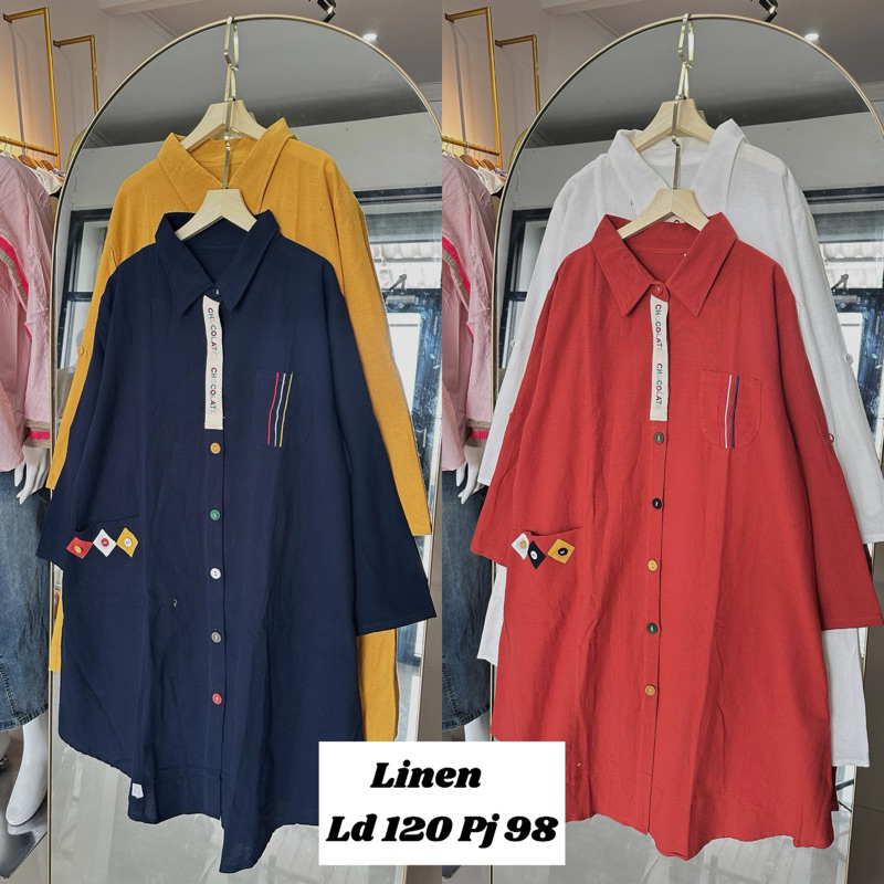 Tunik linen polos jumbo