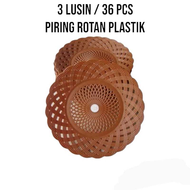 Harga Miring 3 Lusin / 36 Pcs Piring Rotan Plastik Piring Rotan Anyam
